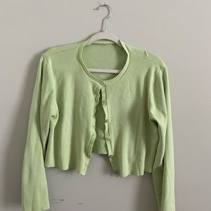Light green cropped button up jacket